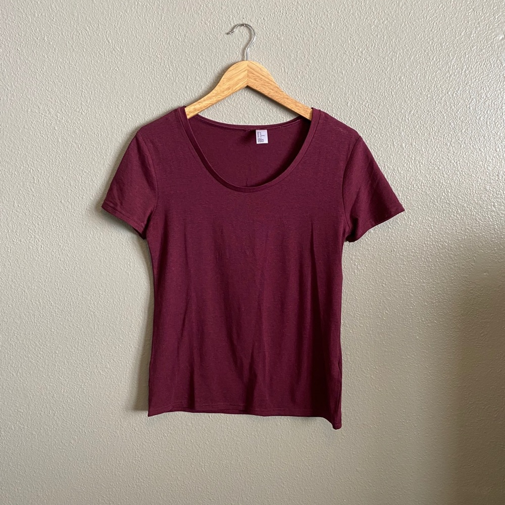 Maroon Swoop Neck Tee